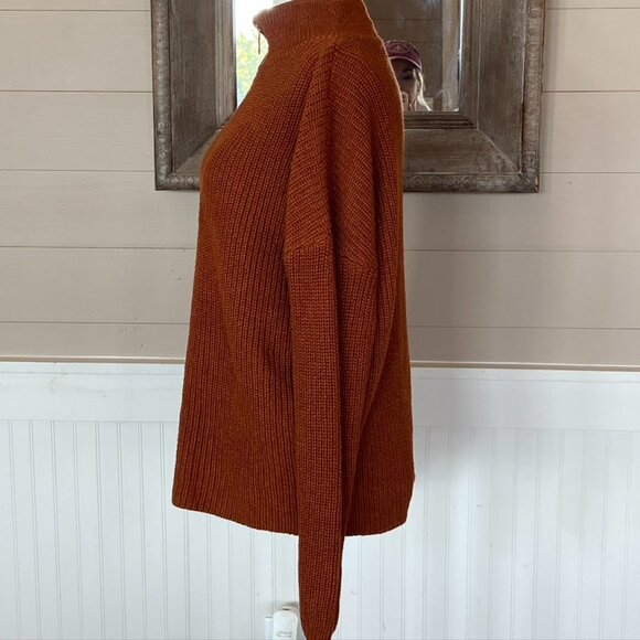 Loose Fit Pullover Fall Mock Turtleneck Rust Sweater Womens Sz S - Picture 4 of 7
